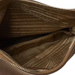 Pre Owned Prada Brown Canvas And Leather Canapa Logo Shoulder Bag