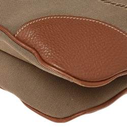 Pre Owned Prada Brown Canvas And Leather Canapa Logo Shoulder Bag