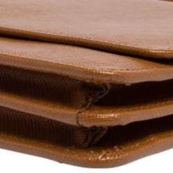 Pre Owned Prada Brown Saffiano Leather Wallet On Chain