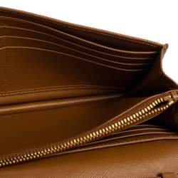 Pre Owned Prada Brown Saffiano Leather Wallet On Chain
