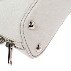 Pre Owned Prada White Saffiano Leather Mini Promenade Crossbody Bag