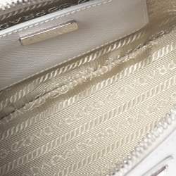 Pre Owned Prada White Saffiano Leather Mini Promenade Crossbody Bag