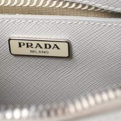 Pre Owned Prada White Saffiano Leather Mini Promenade Crossbody Bag