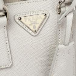 Pre Owned Prada White Saffiano Leather Mini Promenade Crossbody Bag