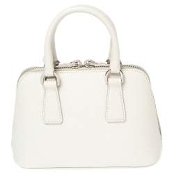 Pre Owned Prada White Saffiano Leather Mini Promenade Crossbody Bag