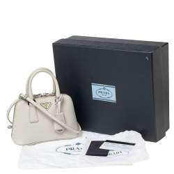 Pre Owned Prada White Saffiano Leather Mini Promenade Crossbody Bag