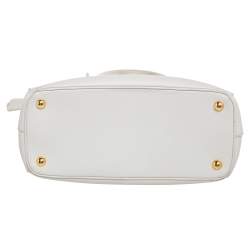 Pre Owned Prada White Saffiano Lux Leather Small Galleria Double Zip Tote