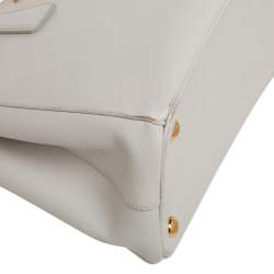 Pre Owned Prada White Saffiano Lux Leather Small Galleria Double Zip Tote