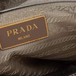 Pre Owned Prada White Saffiano Lux Leather Small Galleria Double Zip Tote