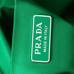 Pre Owned Prada Green Gaufre Nylon Zip Tote