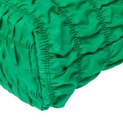 Pre Owned Prada Green Gaufre Nylon Zip Tote