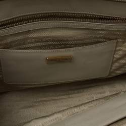 Pre Owned Prada Taupe Saffiano Lux Leather Medium Double Zip Tote