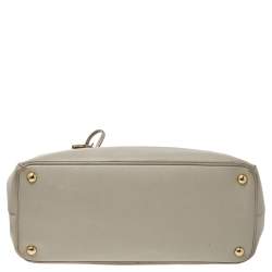 Pre Owned Prada Taupe Saffiano Lux Leather Medium Double Zip Tote