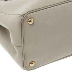 Pre Owned Prada Taupe Saffiano Lux Leather Medium Double Zip Tote