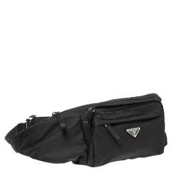 Pre Owned Prada Black Nylon Montagna Belt Bag