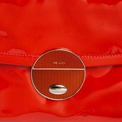Pre Owned Prada Dark Orange Patent Leather Tassel Baguette Bag