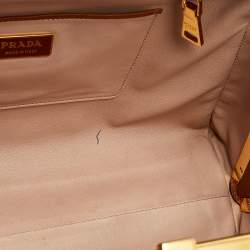 Pre Owned Prada Cognac Ostrich Pyramid Frame Satchel