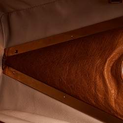 Pre Owned Prada Cognac Ostrich Pyramid Frame Satchel