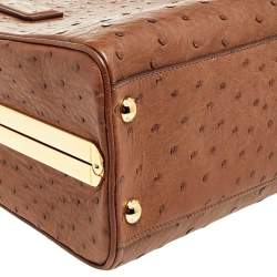 Pre Owned Prada Tabacco Ostrich Pyramid Frame Satchel 
