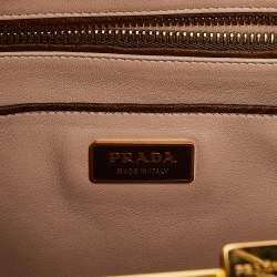 Pre Owned Prada Tabacco Ostrich Pyramid Frame Satchel 