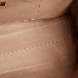 Pre Owned Prada Tabacco Ostrich Pyramid Frame Satchel 