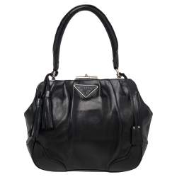 مملوكة مسبقًا حقيبة برادا جلد أسود بيد علوية
