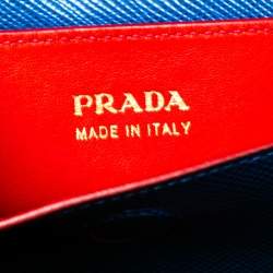 Pre Owned Prada Navy Blue Saffiano Cuir Leather Large Double Handle Tote