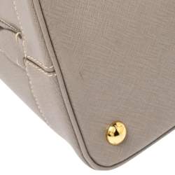 Pre Owned Prada Grey Saffiano Lux Leather Dome Satchel
