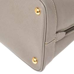 Pre Owned Prada Grey Saffiano Lux Leather Dome Satchel