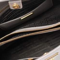 Pre Owned Prada Grey Saffiano Lux Leather Dome Satchel
