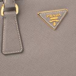 Pre Owned Prada Grey Saffiano Lux Leather Dome Satchel
