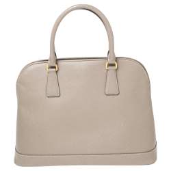 Pre Owned Prada Grey Saffiano Lux Leather Dome Satchel