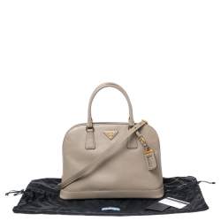 Pre Owned Prada Grey Saffiano Lux Leather Dome Satchel