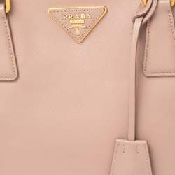 Prada Dusty Pink Saffiano Lux Leather Medium Double Zip Tote