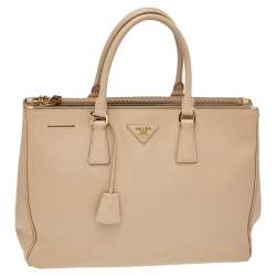 Pre Owned Prada Beige Saffiano Lux Leather Large Galleria Tote