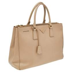 Pre Owned Prada Beige Saffiano Lux Leather Large Galleria Tote