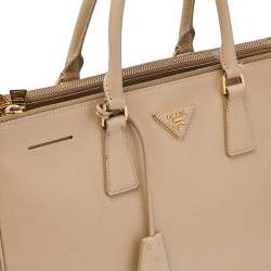 Pre Owned Prada Beige Saffiano Lux Leather Large Galleria Tote