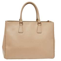 Pre Owned Prada Beige Saffiano Lux Leather Large Galleria Tote