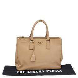 Pre Owned Prada Beige Saffiano Lux Leather Large Galleria Tote