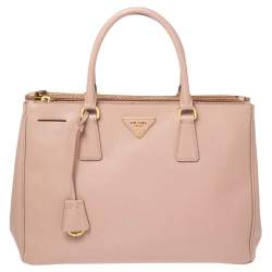 Pre Owned Prada Beige Saffiano Lux Leather Medium Galleria Double Zip Tote