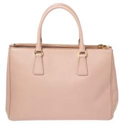 Pre Owned Prada Beige Saffiano Lux Leather Medium Galleria Double Zip Tote