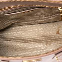 Pre Owned Prada Beige Saffiano Lux Leather Medium Galleria Double Zip Tote