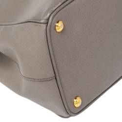 Pre Owned Prada Argilla Grey Saffiano Lux Leather Large Galleria Tote