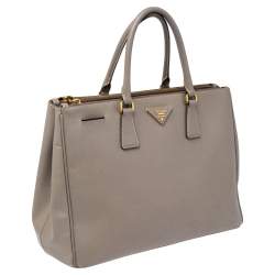 Pre Owned Prada Argilla Grey Saffiano Lux Leather Large Galleria Tote