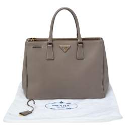Pre Owned Prada Argilla Grey Saffiano Lux Leather Large Galleria Tote