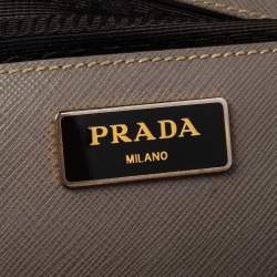 Pre Owned Prada Argilla Grey Saffiano Lux Leather Large Galleria Tote
