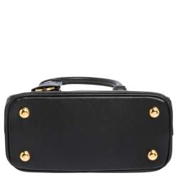 Pre Owned Prada Black Saffiano Lux Leather Micro Galleria Tote