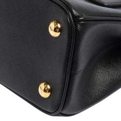 Pre Owned Prada Black Saffiano Lux Leather Micro Galleria Tote