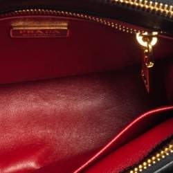 Pre Owned Prada Black Saffiano Lux Leather Micro Galleria Tote