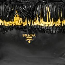Prada Black/Gold Leather Fringed Tote